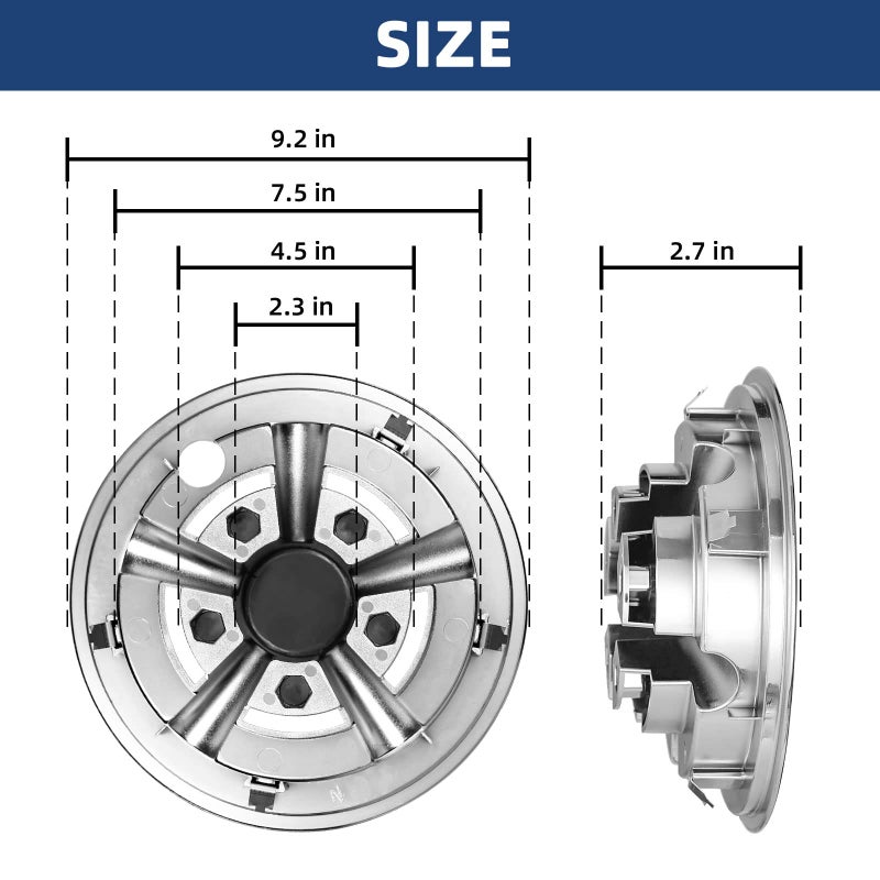 NOKINS Golf Cart Hubcaps 8 Inch Set of 4, Club Car/Ezgo/Yamaha Tires Wheel Covers,Chrome Accessory & Accessories - Image 4